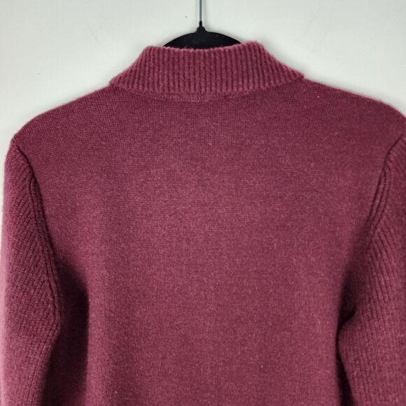 Ann Taylor Moto Jacket Faux Suede Knit Zip Sweater Burgundy Size M - Picture 11 of 14